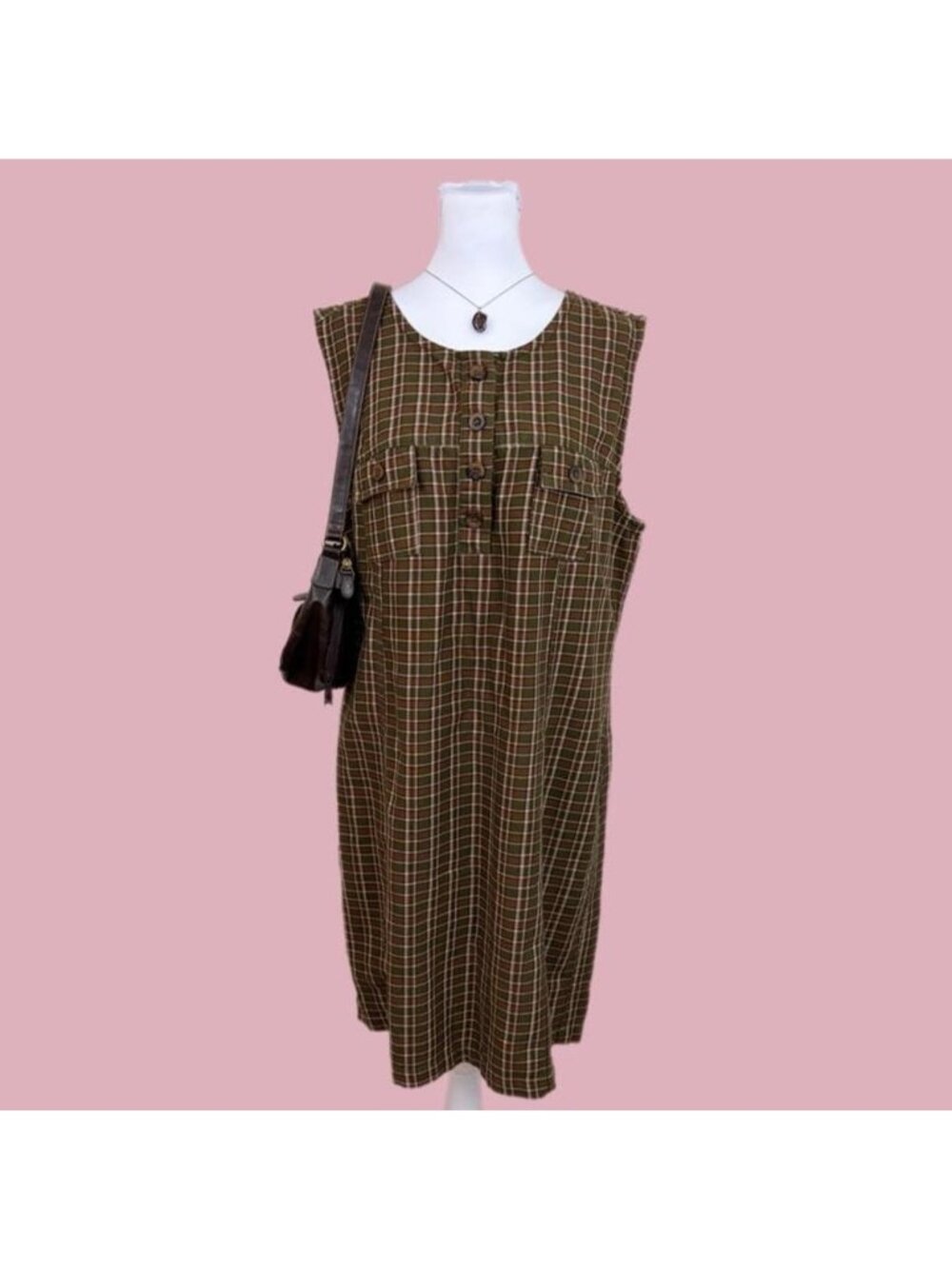 90s plaid cottagecore midi dress